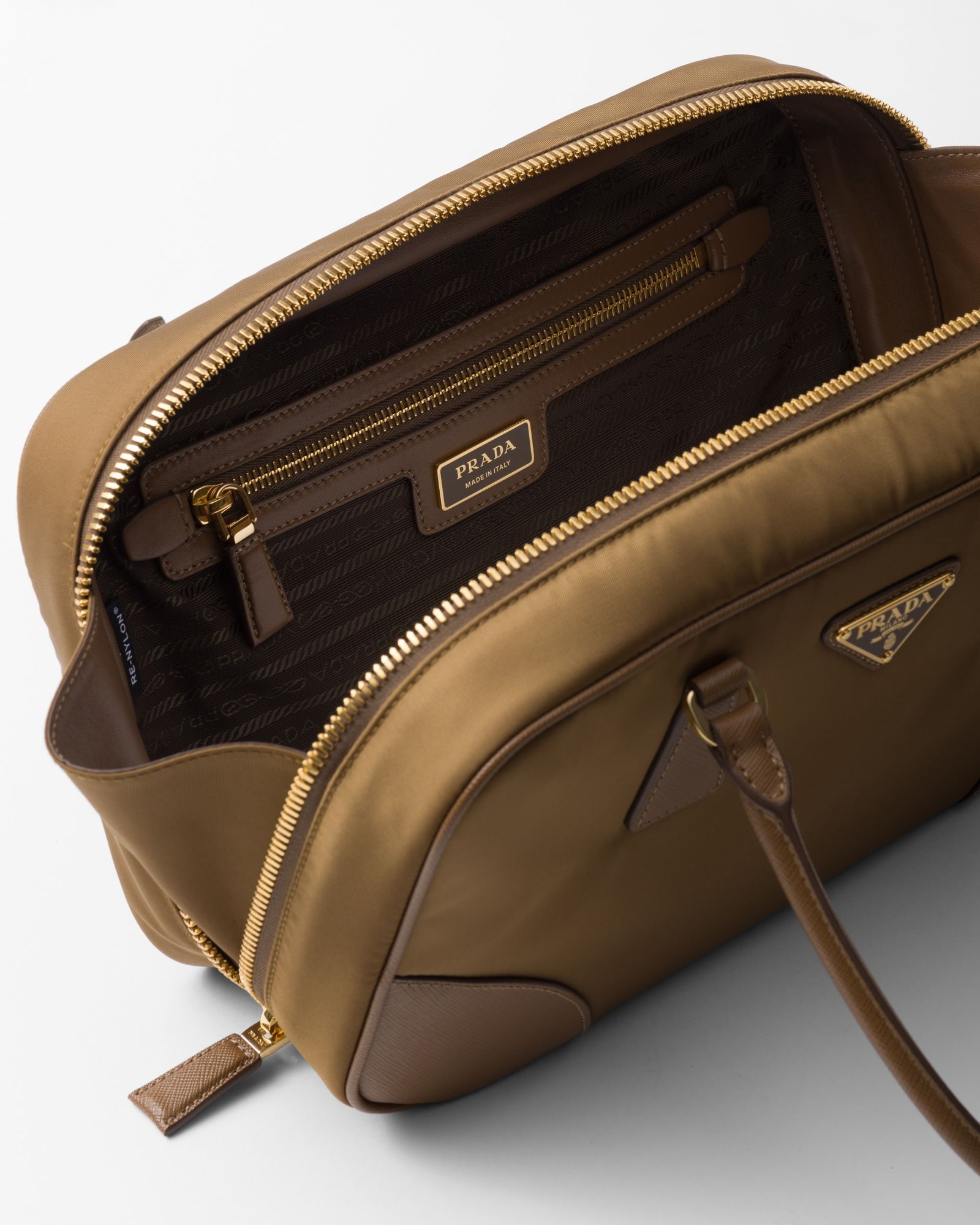Prada Re-edition 1978 Large Re-nylon And Saffiano Leather Two-handle Bag In Brown