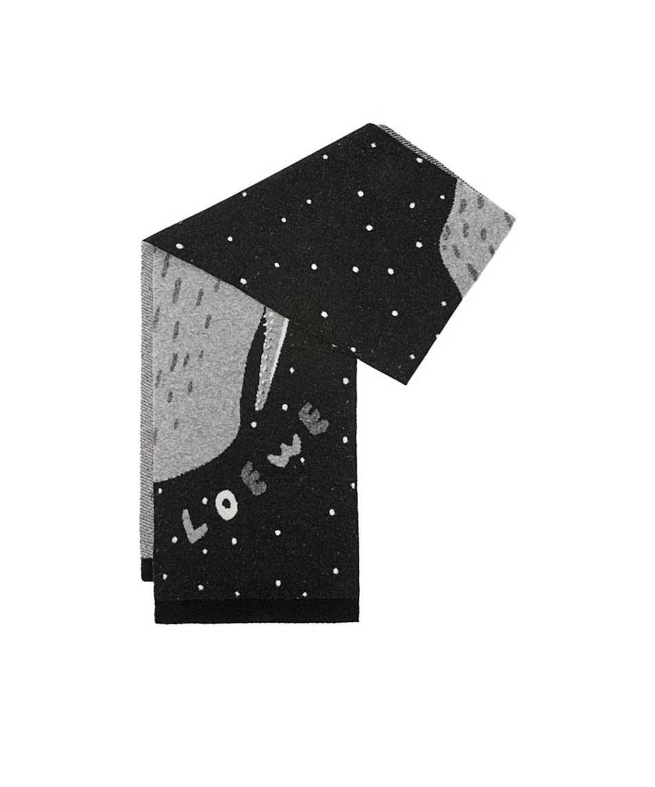 Shop Loewe Whale Scarf In Wool In Black