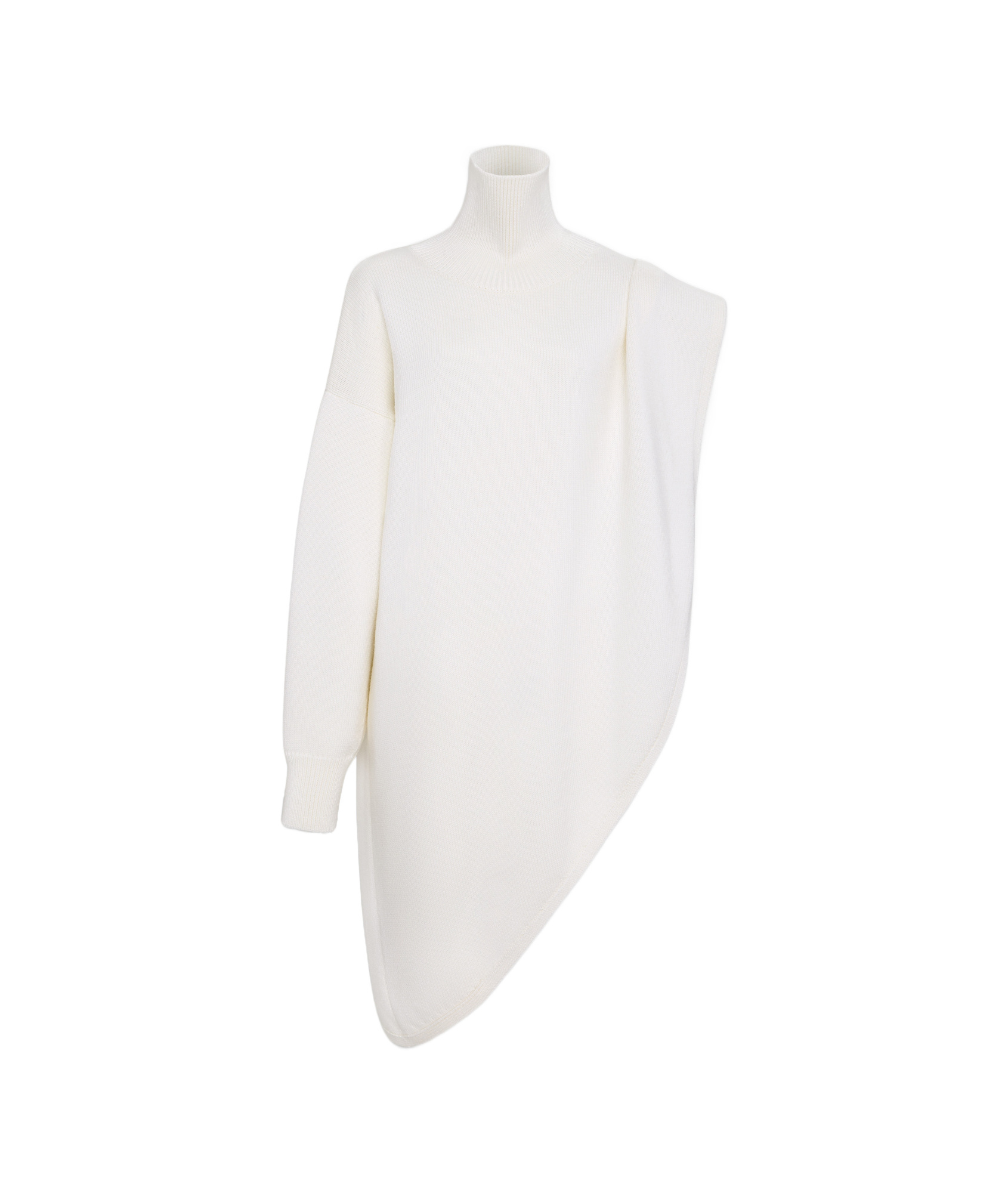 Alaïa Knitted Asymmetrical Cape Pullover In White