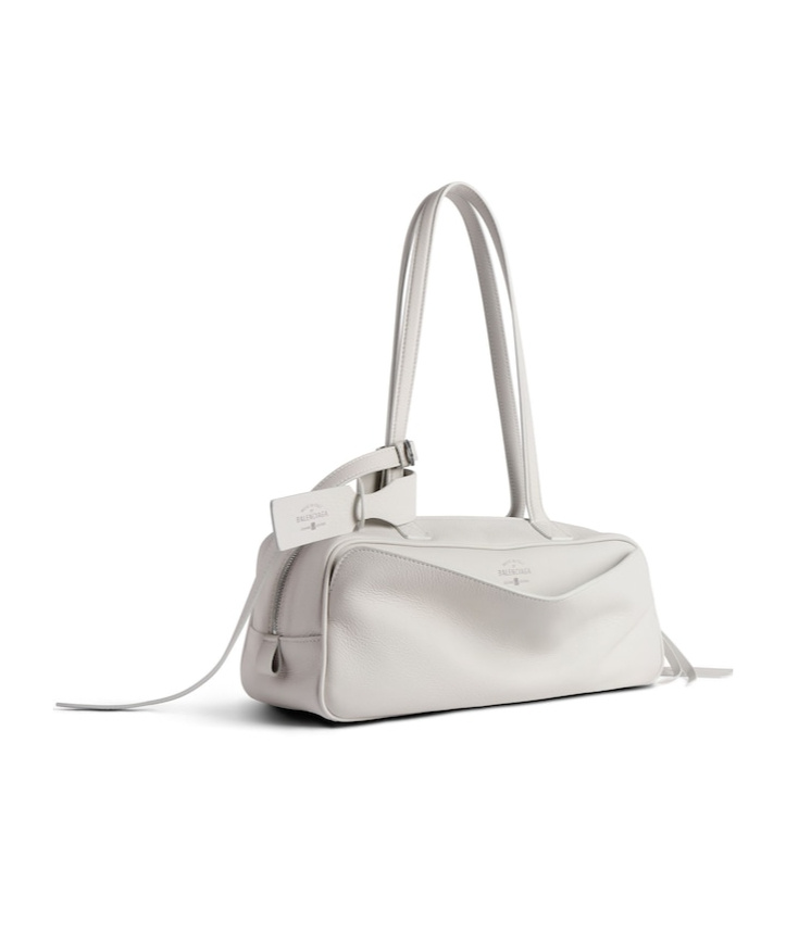 Balenciaga Small Calf Leather Carrie Bowling Top-handle Bag In White