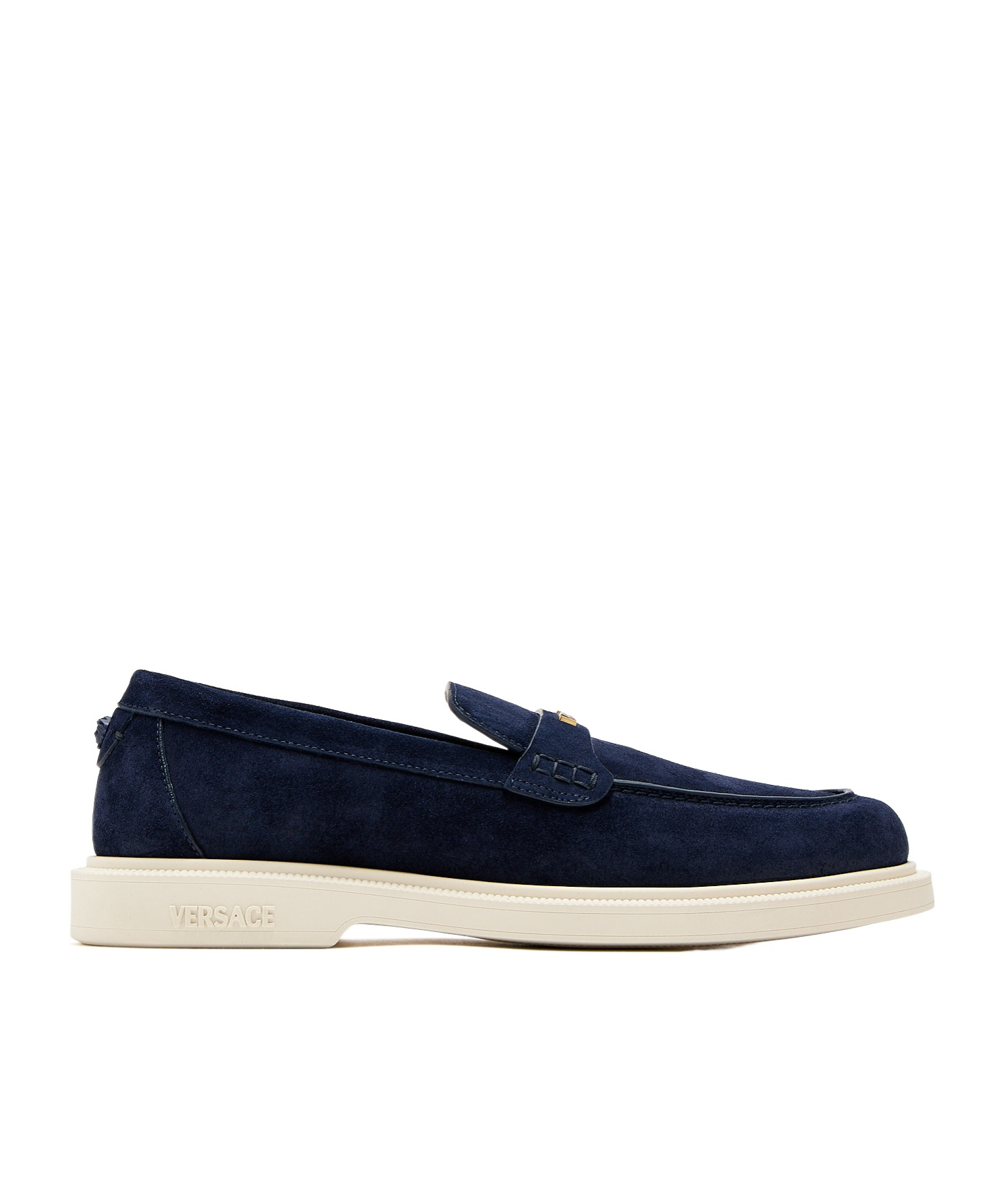 Versace Logo Loafers In Blue
