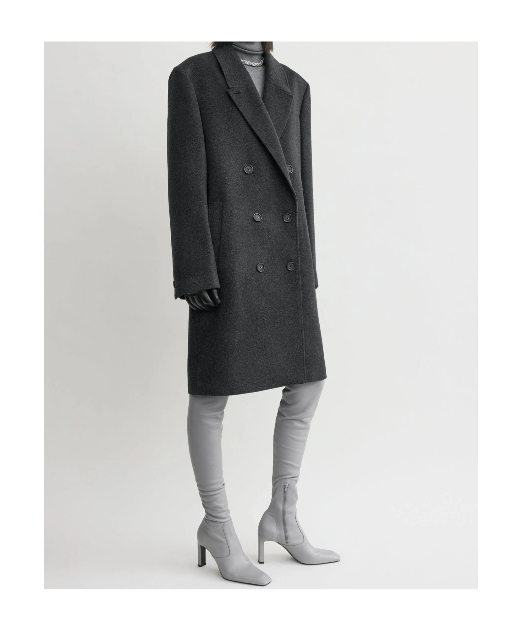 Totême Double-breasted Cashmere Coat In Gray