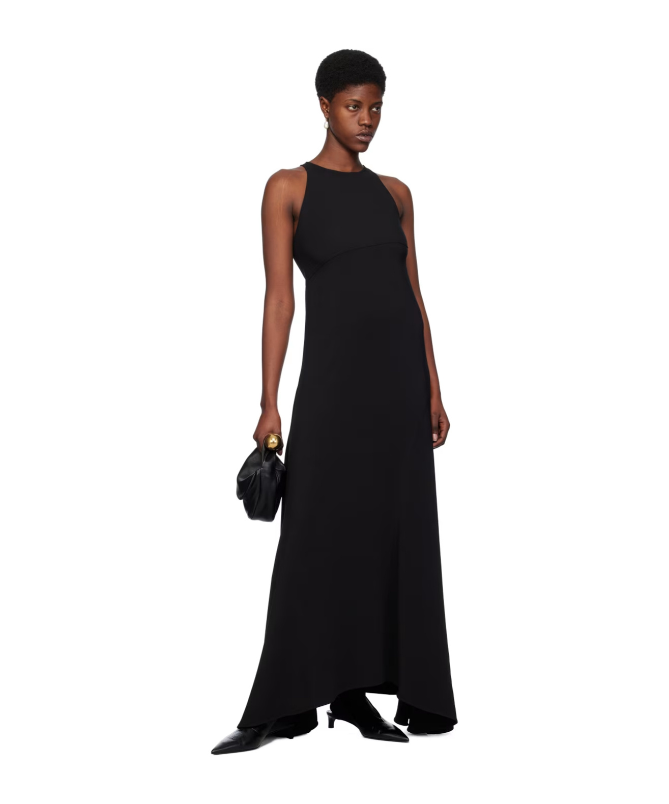 Jil Sander Felted-wool Shift Maxi Dress In Black