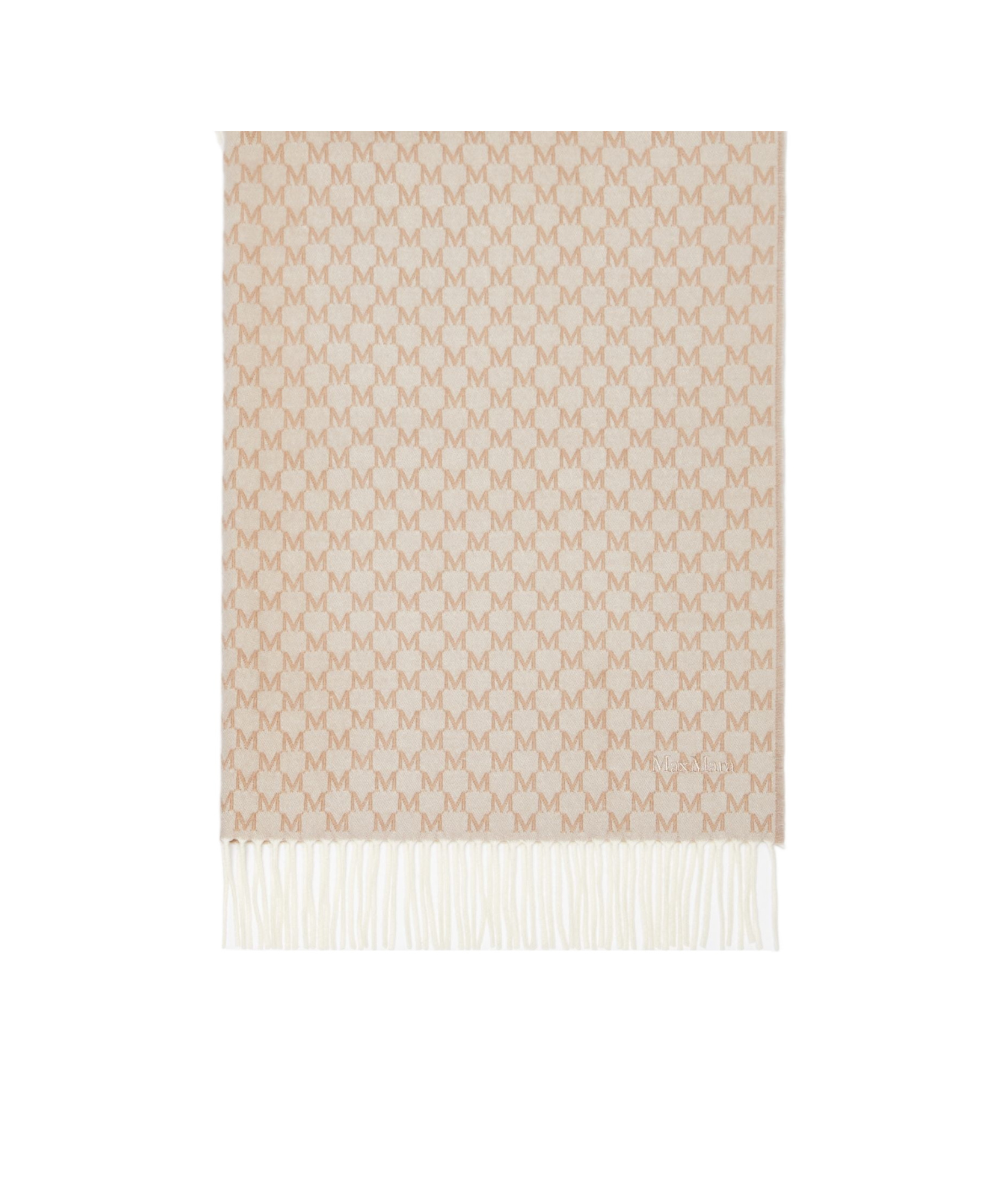 Max Mara Jacquard Wool Shawl In Nude