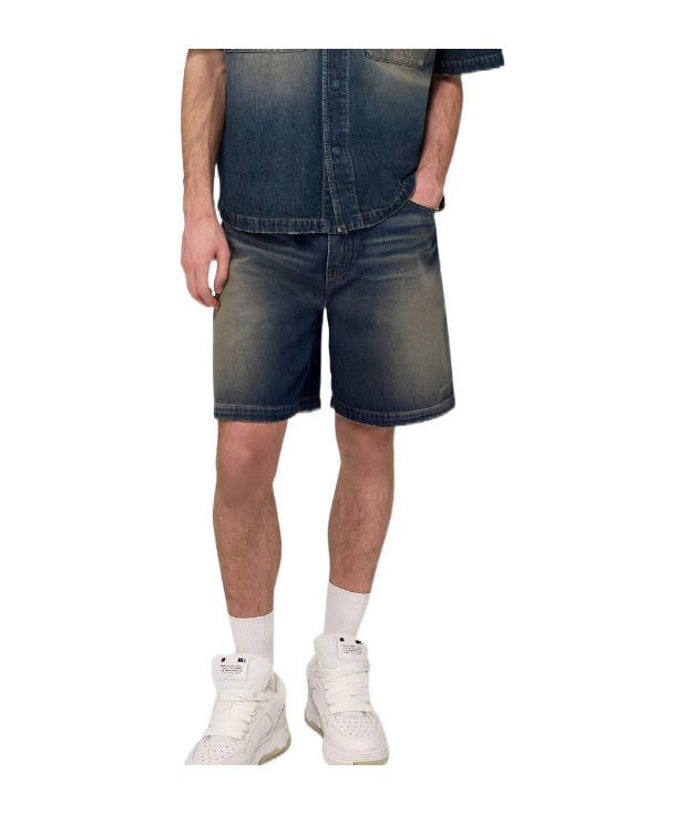Amiri Drawstring Denim Shorts In Blue