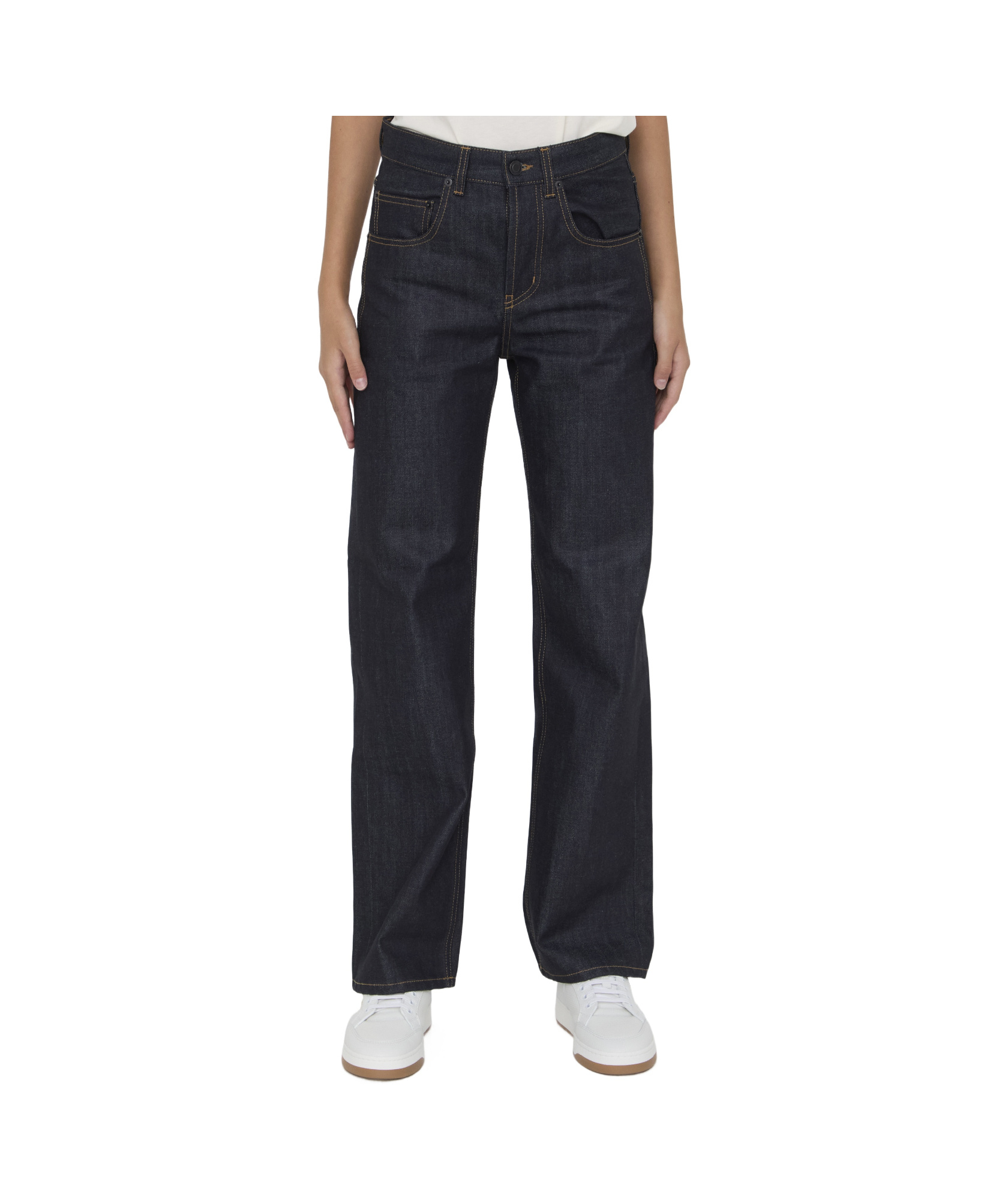 Saint Laurent Straight Leg Denim Pants In Black