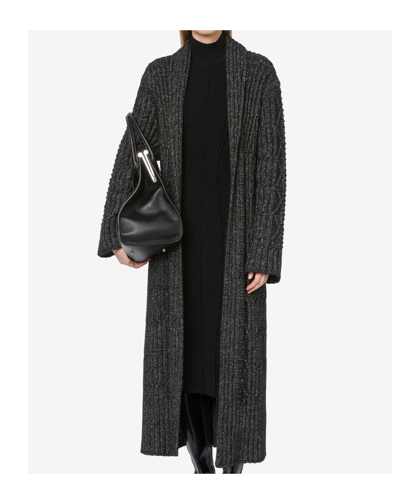 Alberta Ferretti Ribbed-knit Cardigan In Black