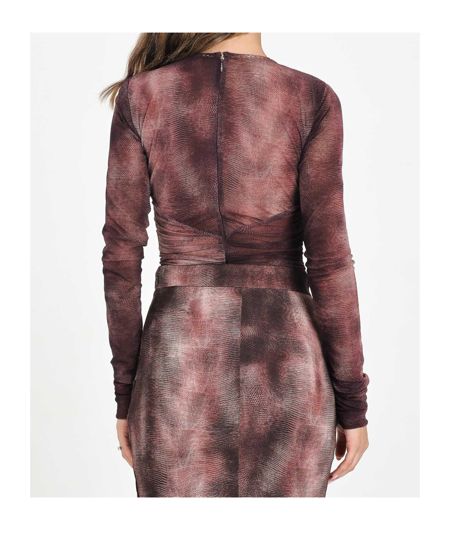 Elisabetta Franchi Long-sleeved Jumpsuit In Brown