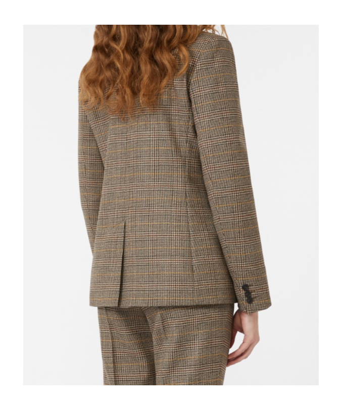 Weekend Max Mara Giove Plaid Double Breasted Blazer In Brown