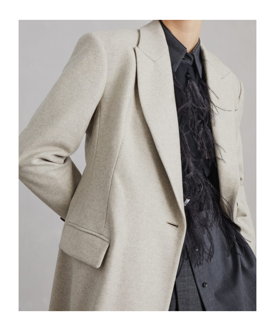 Brunello Cucinelli Wool Coat Peak Lapels In Nude