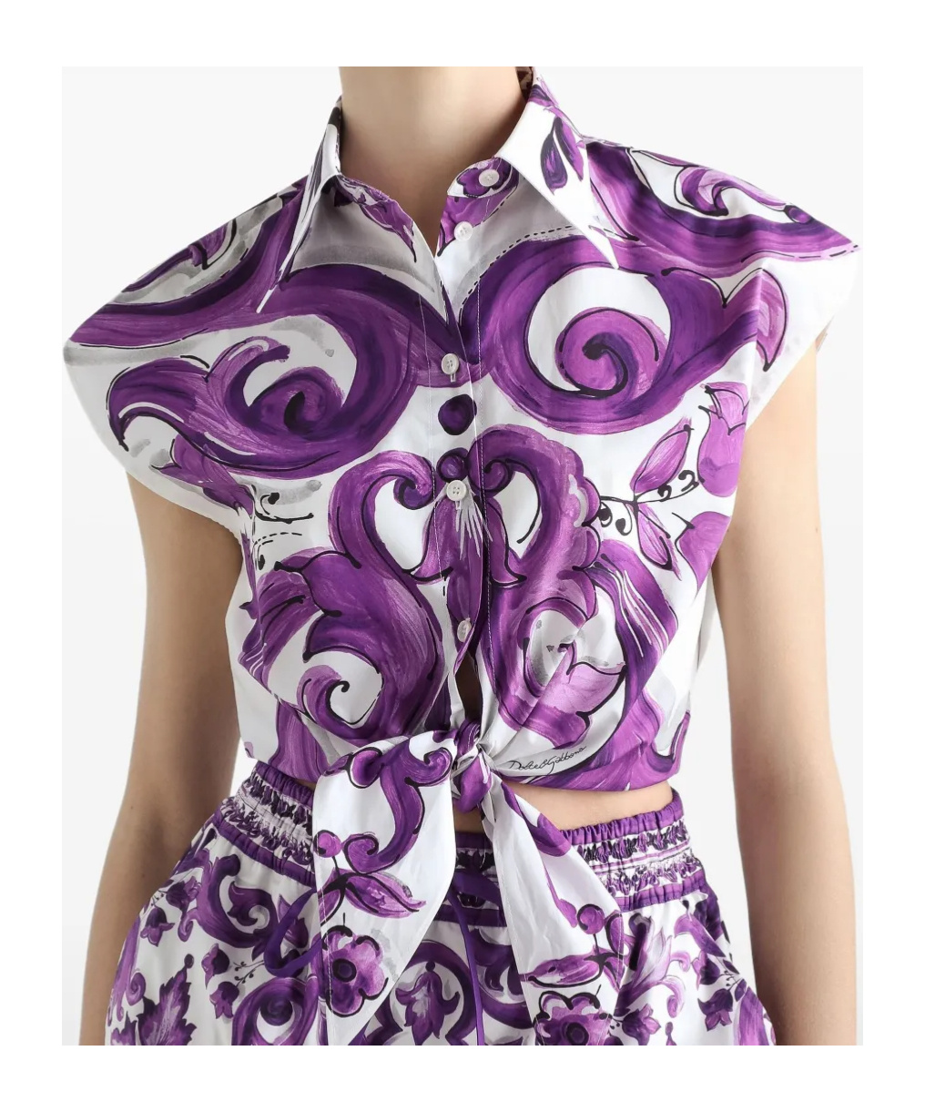 Dolce & Gabbana Cotton Shirt With Maiolica Print