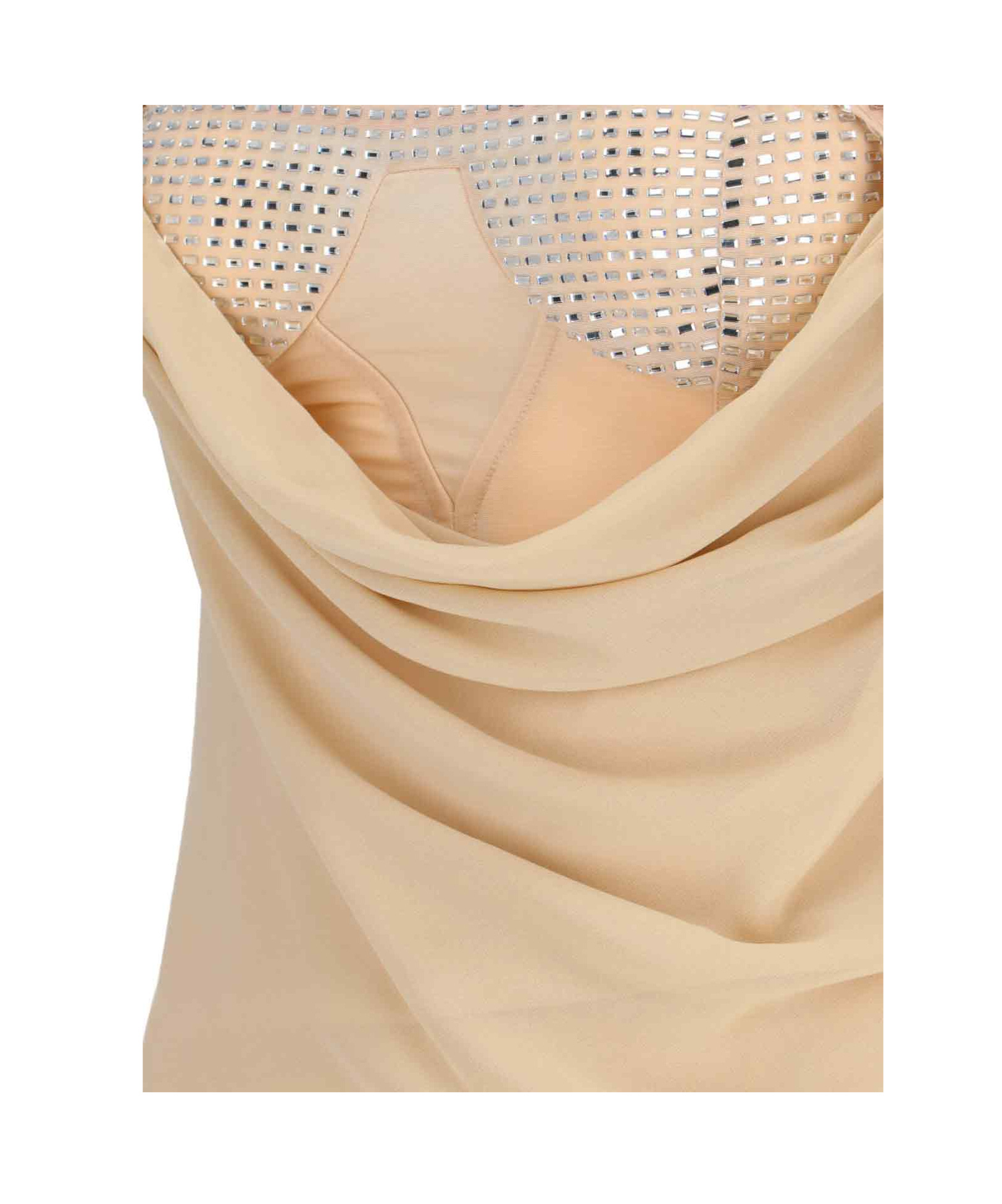 Attico Draped Cowl Neckline Spaghetti Straps In Nude
