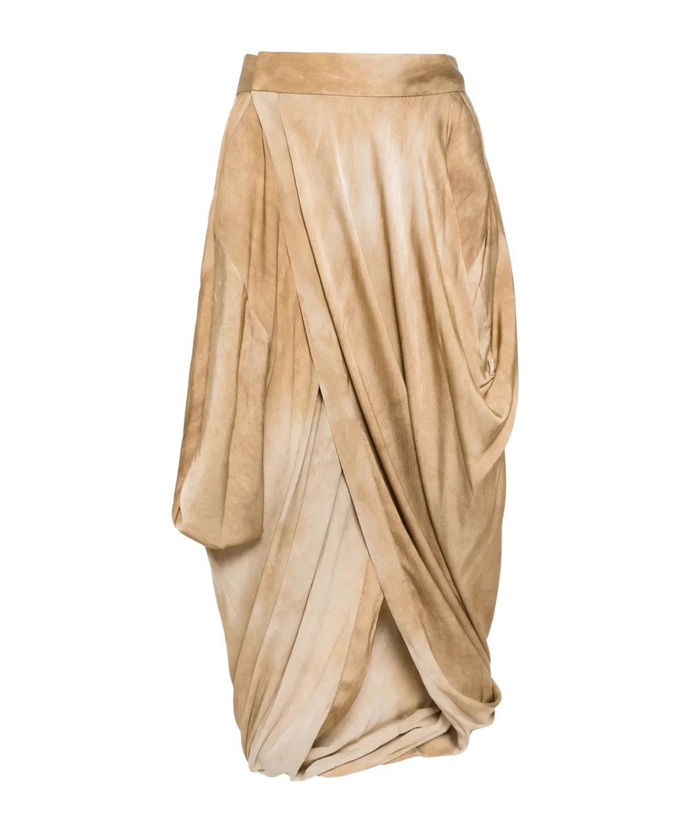 Uma Wang Pleated Midi Skirt In Brown