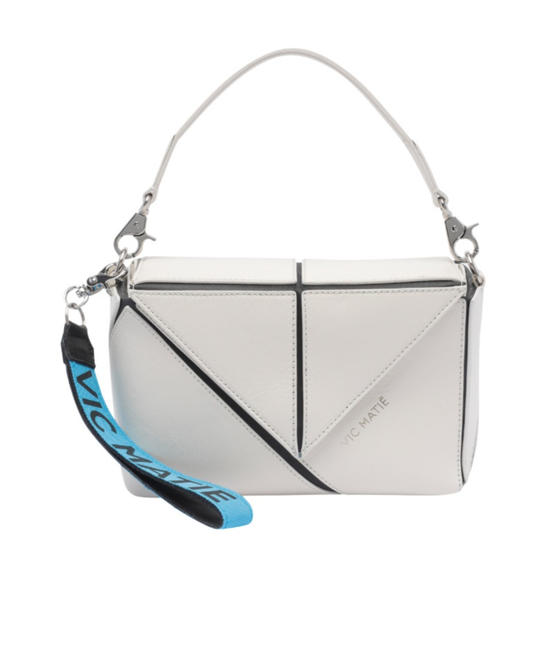 Shop Vic Matie Rochelle Geometric-panelled Shoulder Bag In White