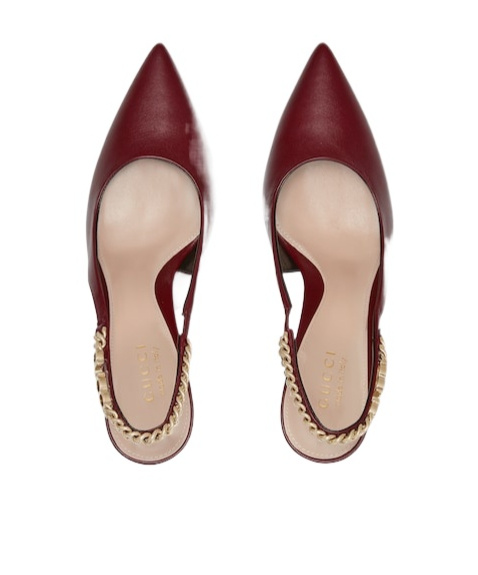 Gucci Signoria 105 Patent Leather Slingback Pumps In Brown
