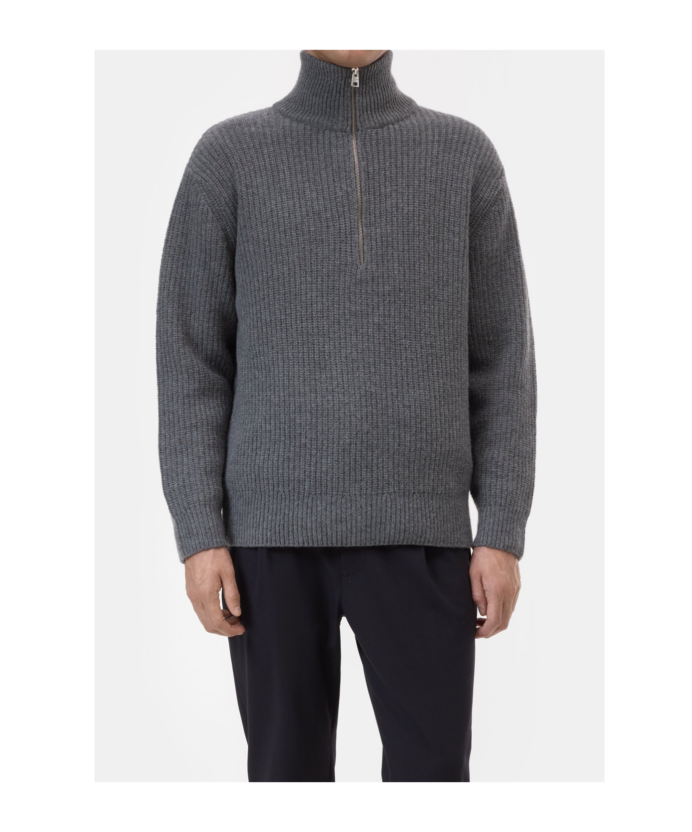 Closed Zipped-up Knit Cardigan In Gray