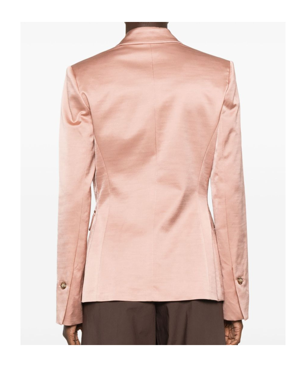 Pinko Tailored Double-breasted Jacket With Gold-tone Buttons In Pink