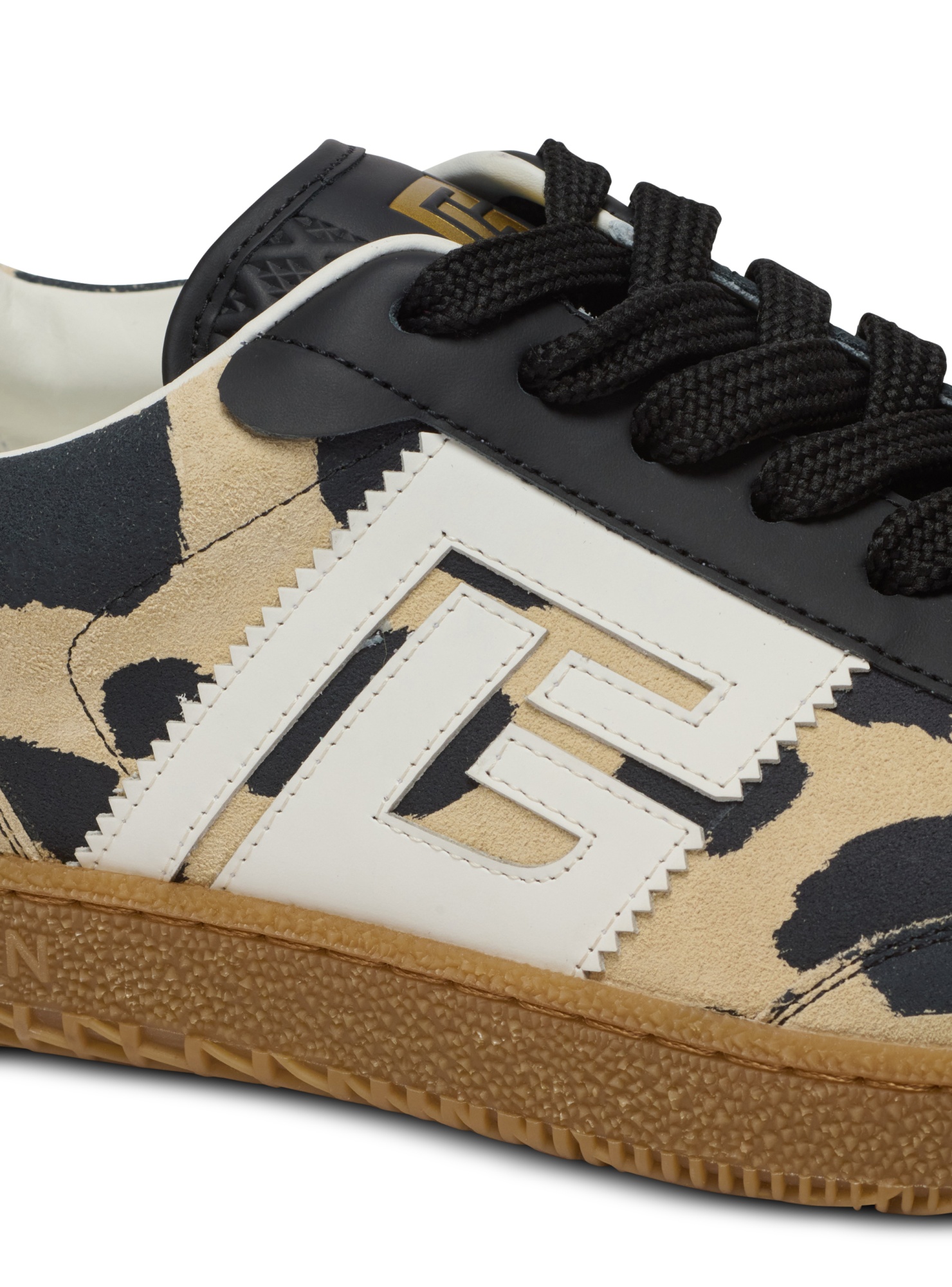 Balmain Swan Leopard Print Suede Leather Trainers In Brown