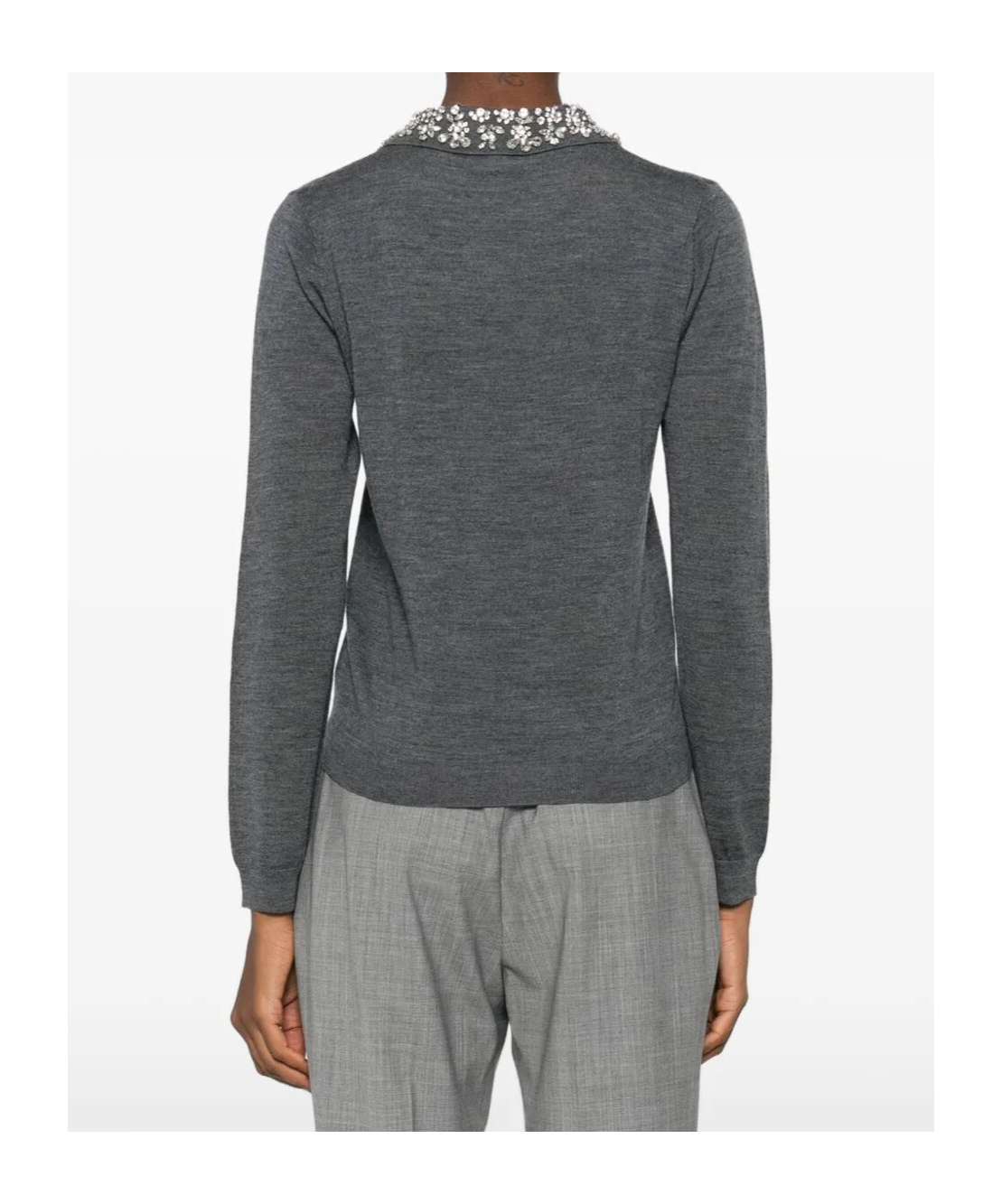 Liviana Conti Embellished-collar Polo-neck Sweater In Gray
