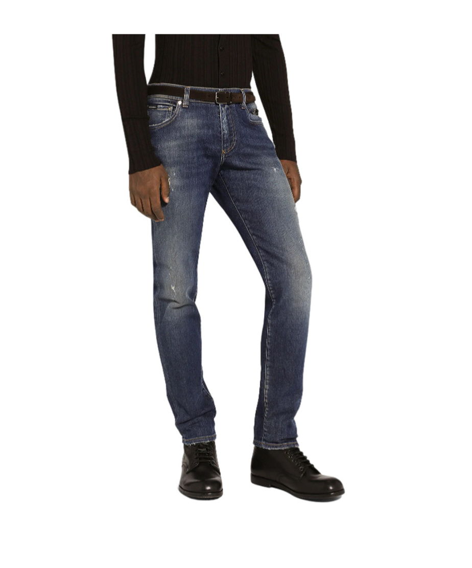 Dolce & Gabbana Men's Distressed Effect Skinny Jeans In Blue