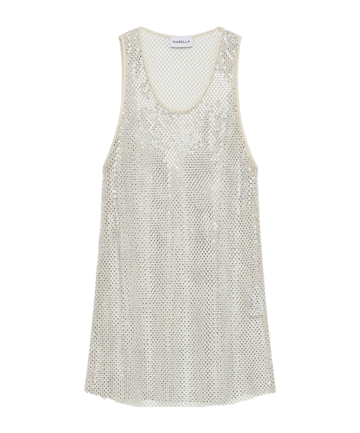 Marella Rhinestone Mesh Vest In White