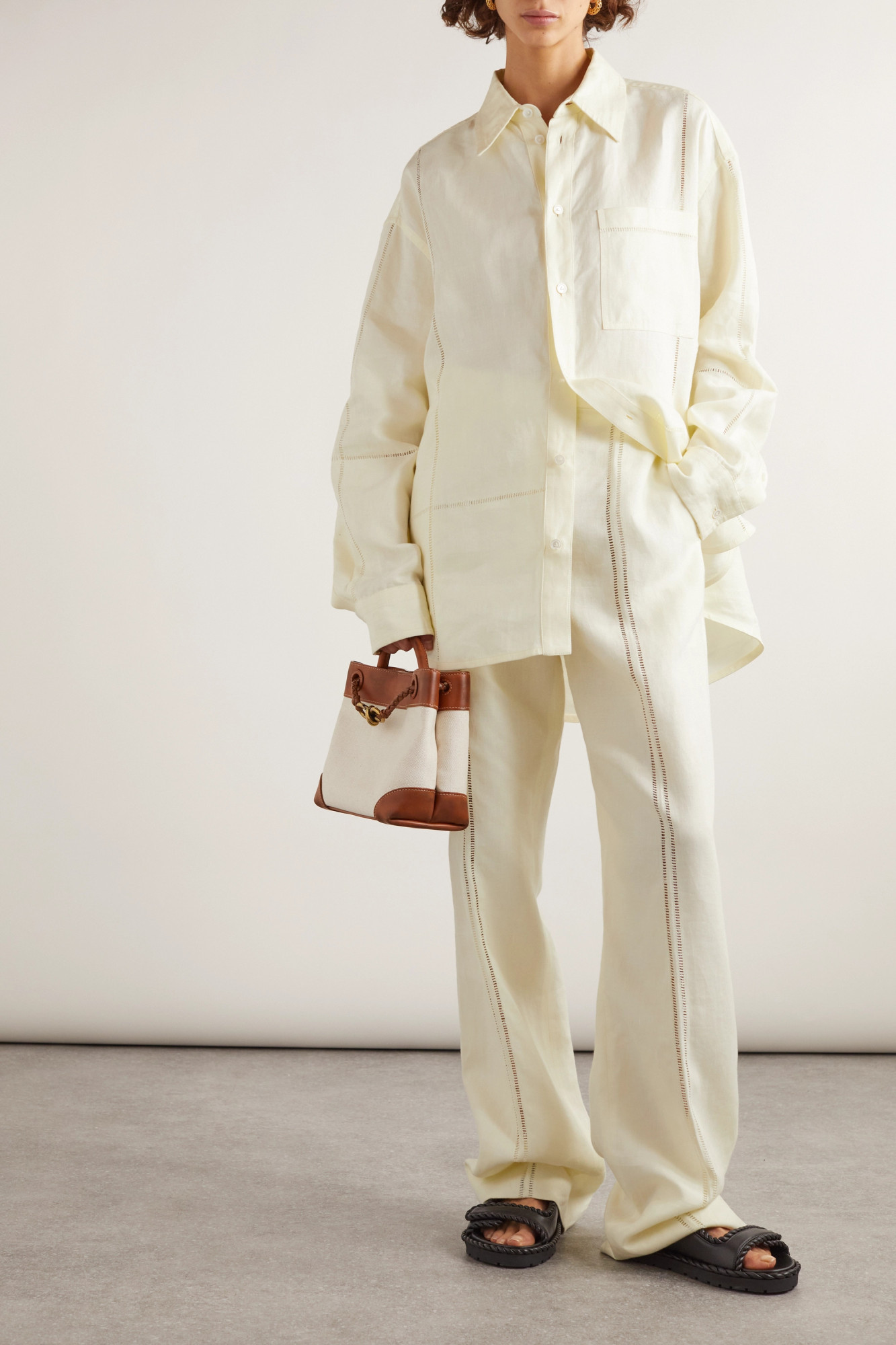 Bottega Veneta Embroidered Linen Shirt In White
