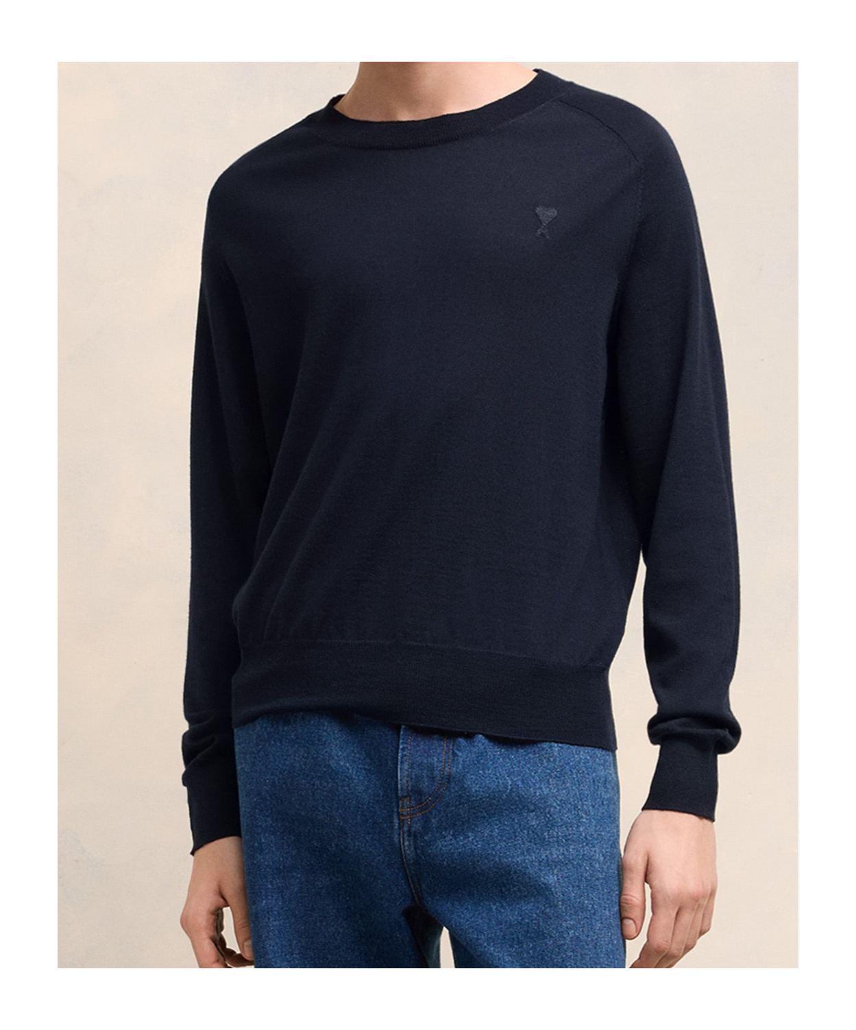 Ami Alexandre Mattiussi Ami Paris Logo Embroidered Crewneck Sweatshirt In Black