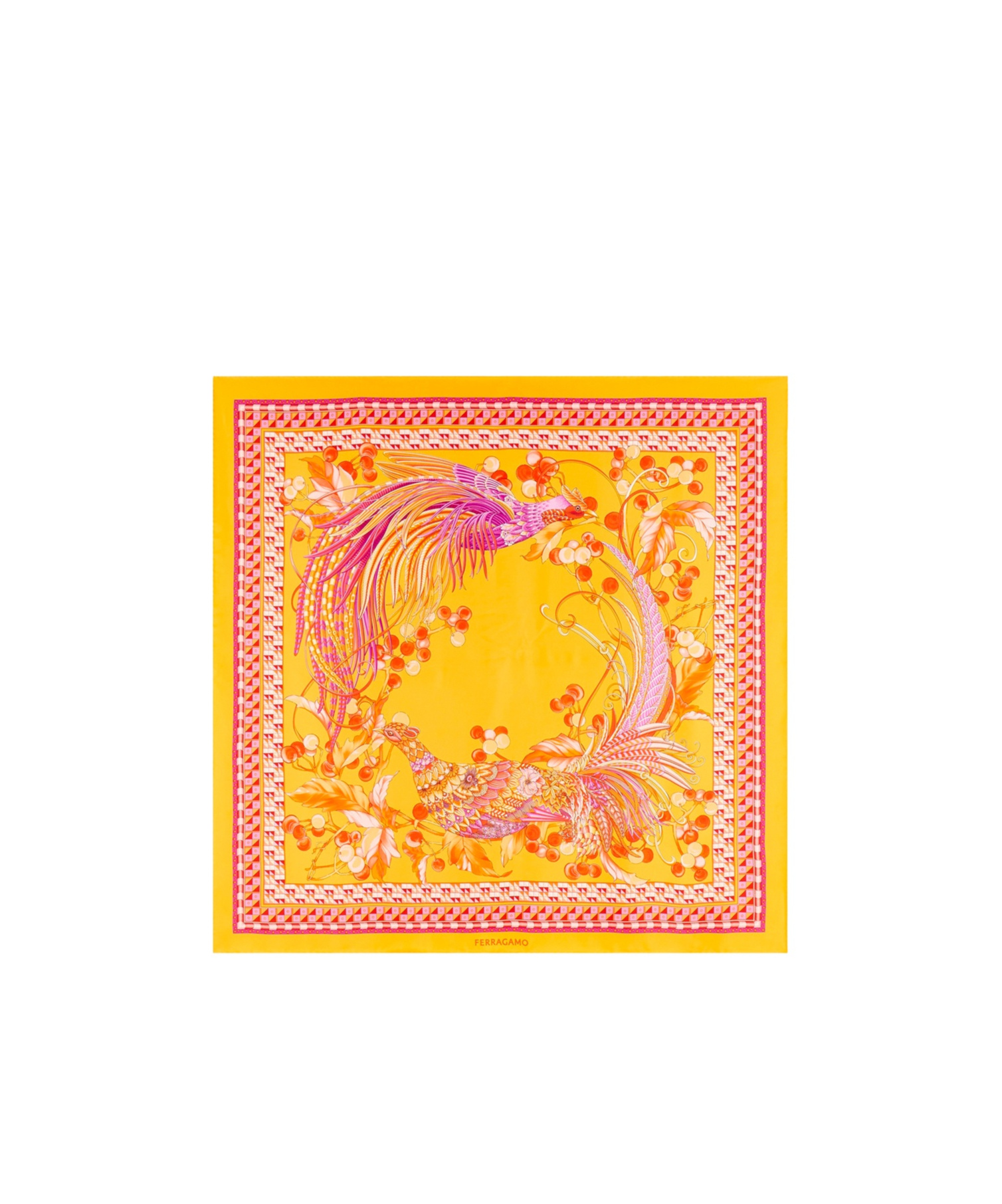 Ferragamo Printed Silk Scarf In Yellow