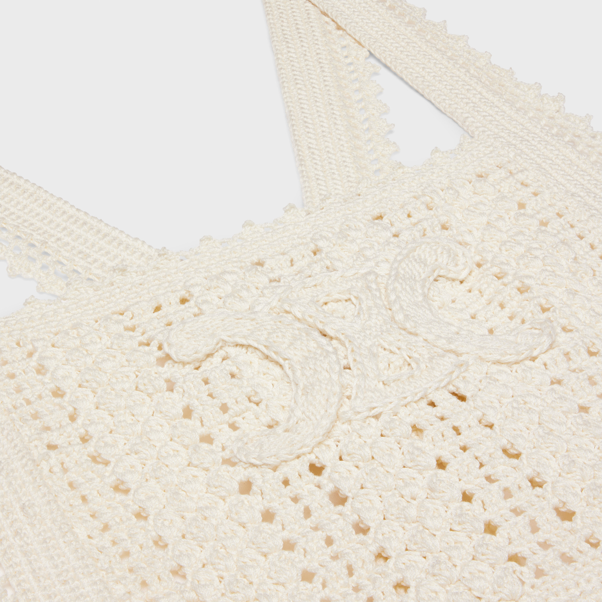 Celine Triomphe Crochet Mini Dress In Nude