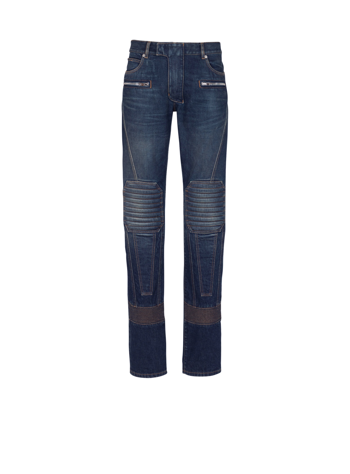 Balmain Denim Biker Jeans In Blue