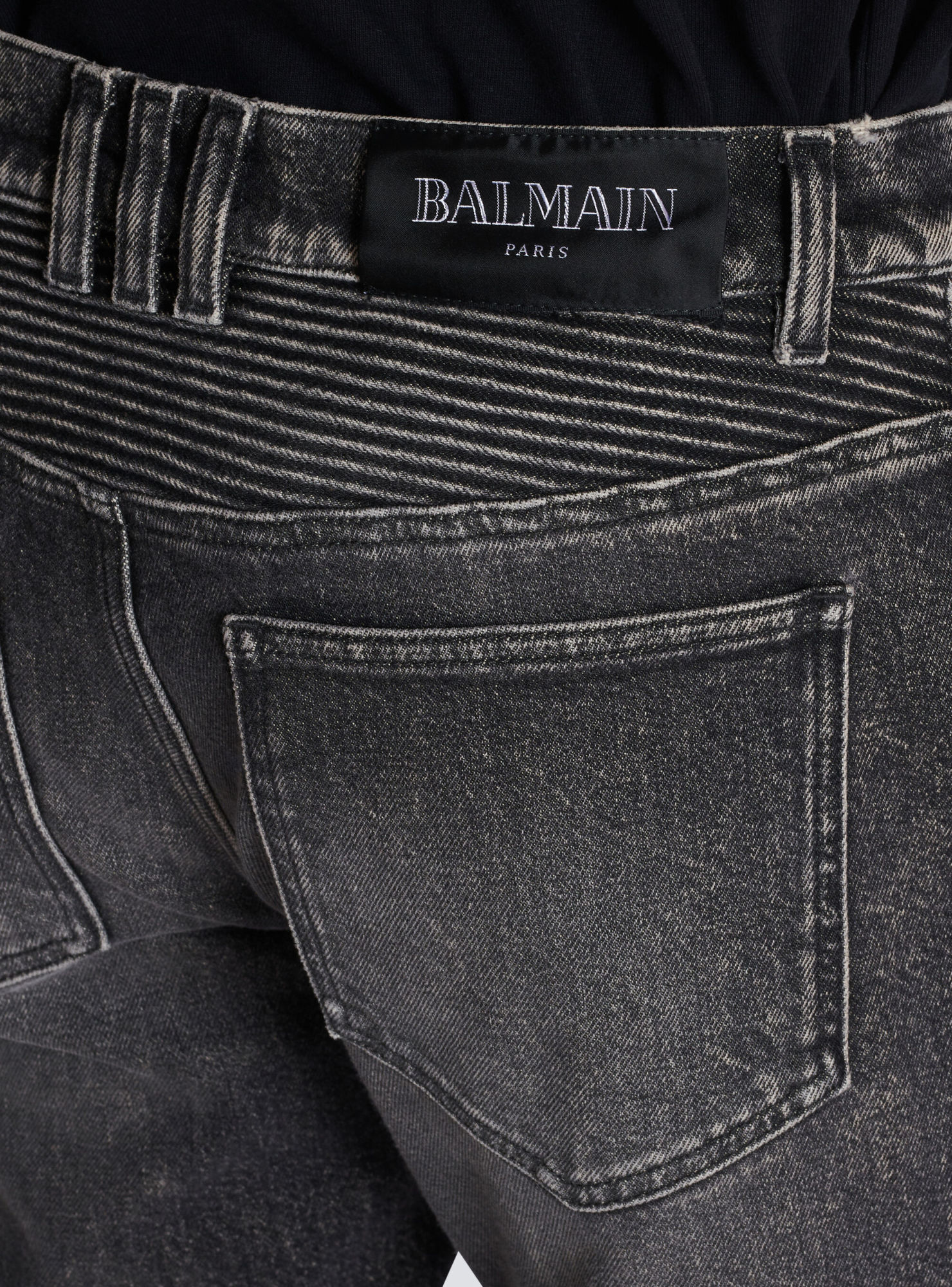 Balmain Straight Trousers With Distressed Finish And Zip Pockets In Gray