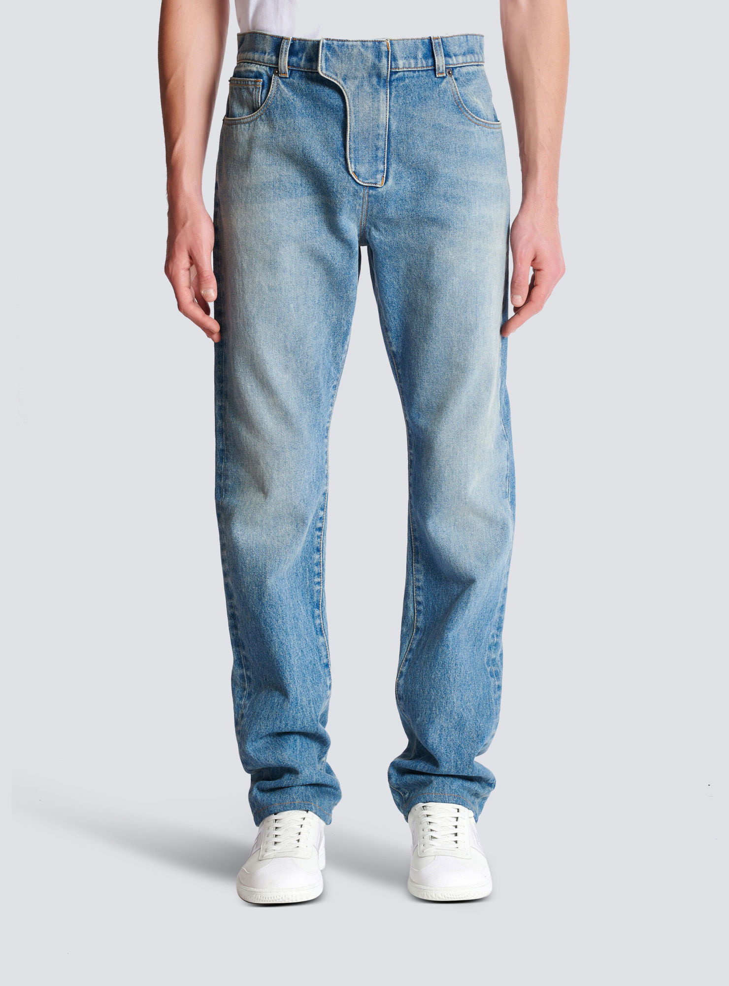 Balmain Appliqué Jeans - Men's - Cotton In Blue