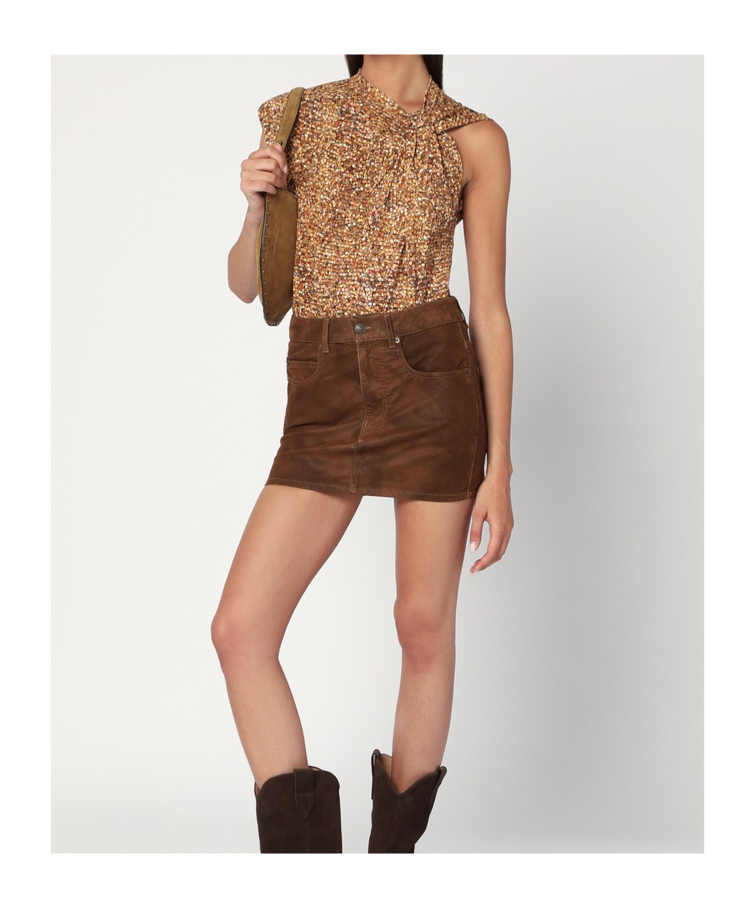Isabel Marant Asymmetrical Nayda T-shirt With Ochre Print Women In Gold