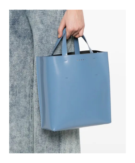 Shop Marni Small Museo Tote Bag In Blue