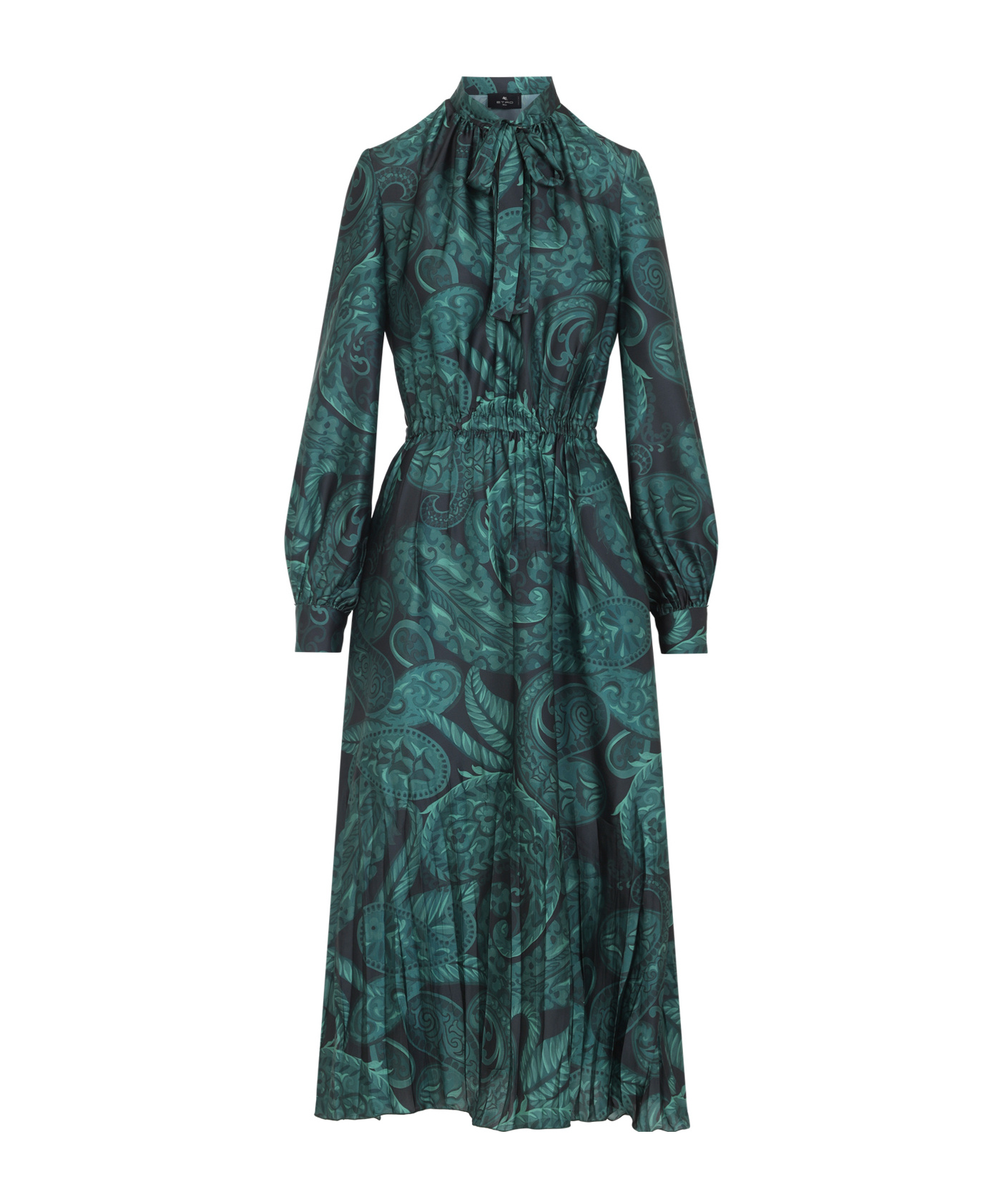 Etro Midi Ruched Dress Paisley Print In Green
