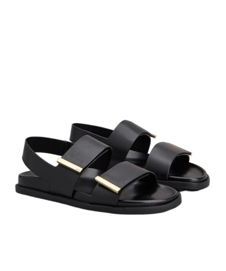 Tod's Round-headed Leather Sandals In Black