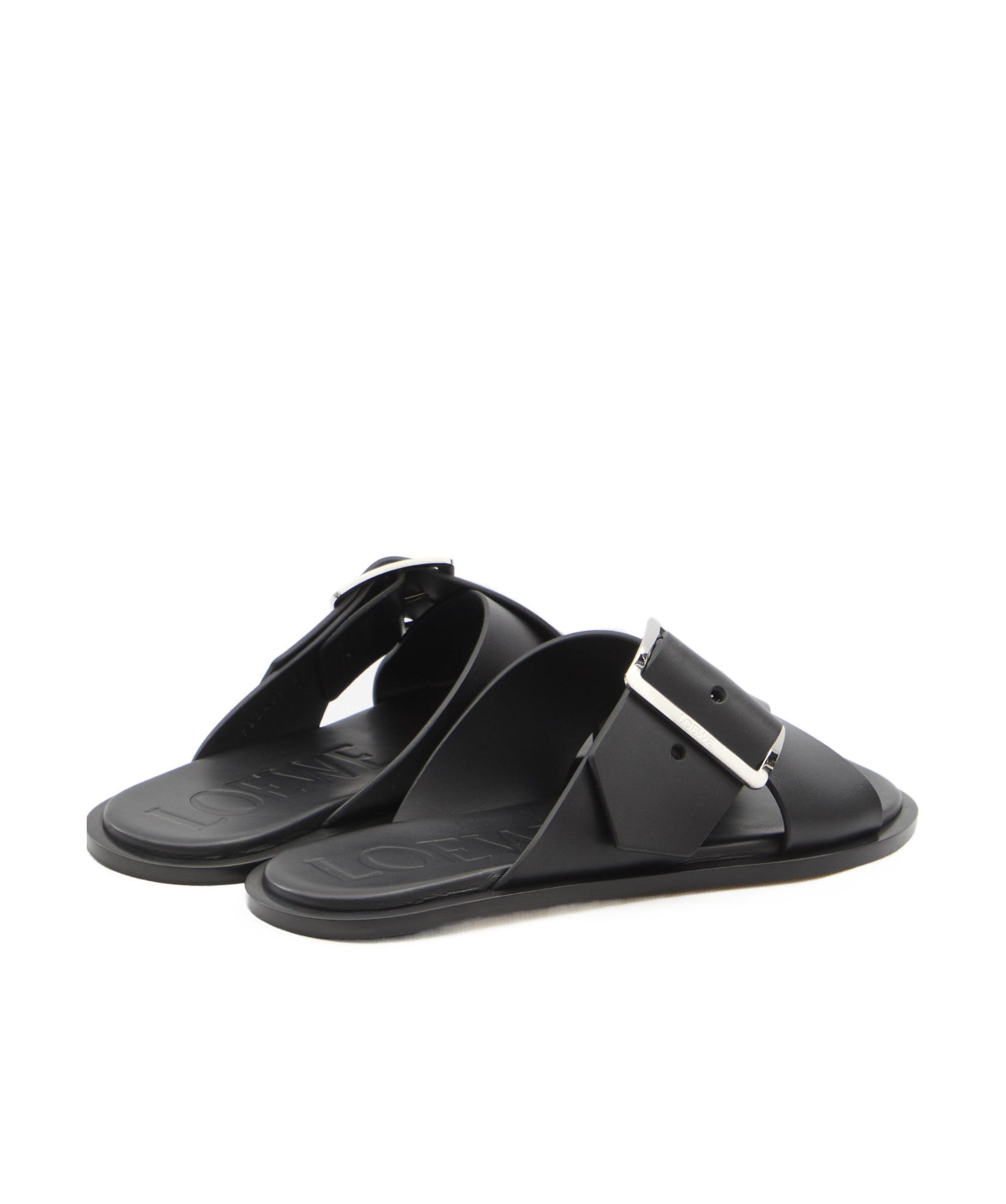 Shop Loewe Petal Belt Flat Sandal In Vegetable-tanned Calfskin In Black