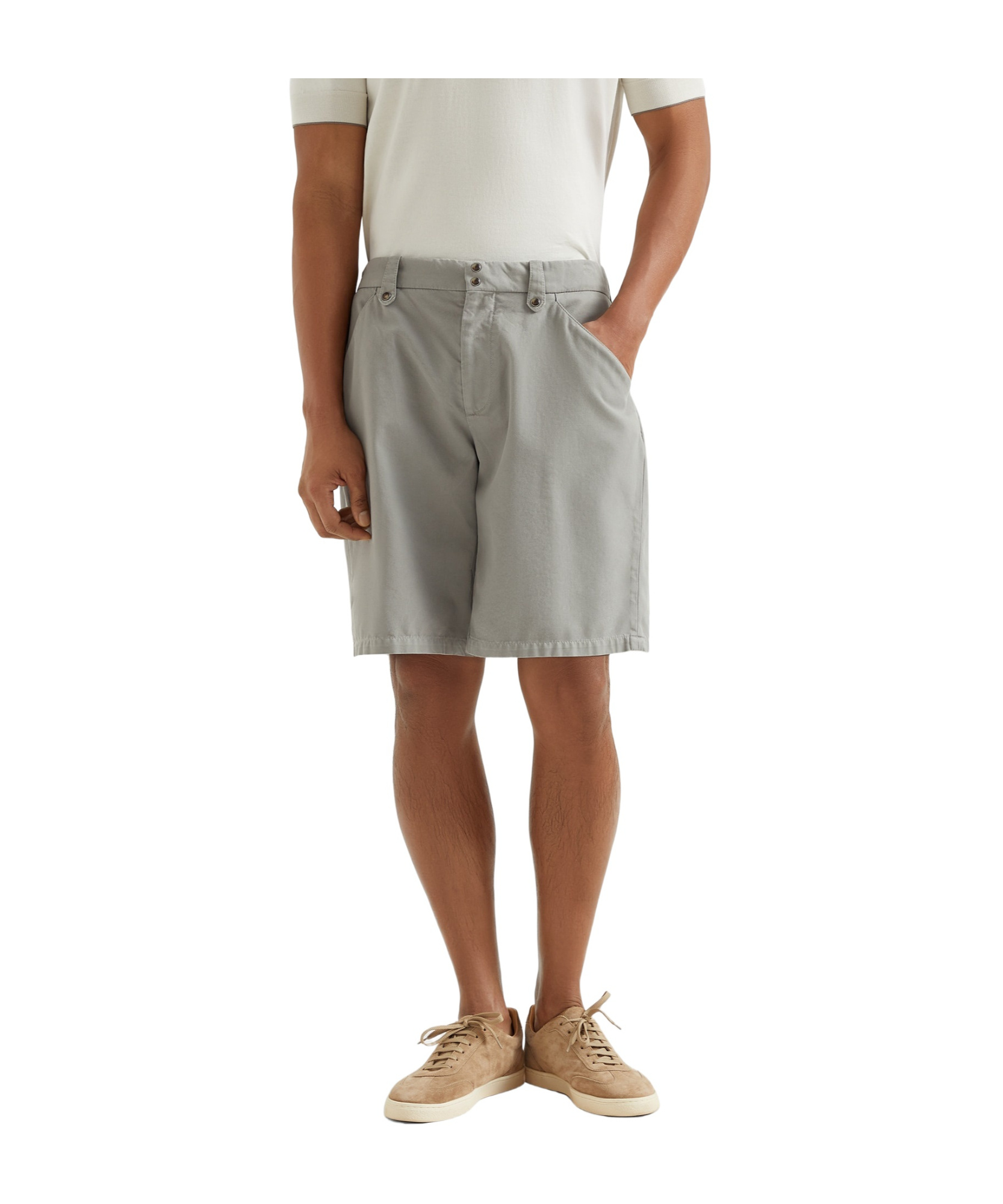 Brunello Cucinelli Gabardine-weave Bermuda Shorts In Khaki