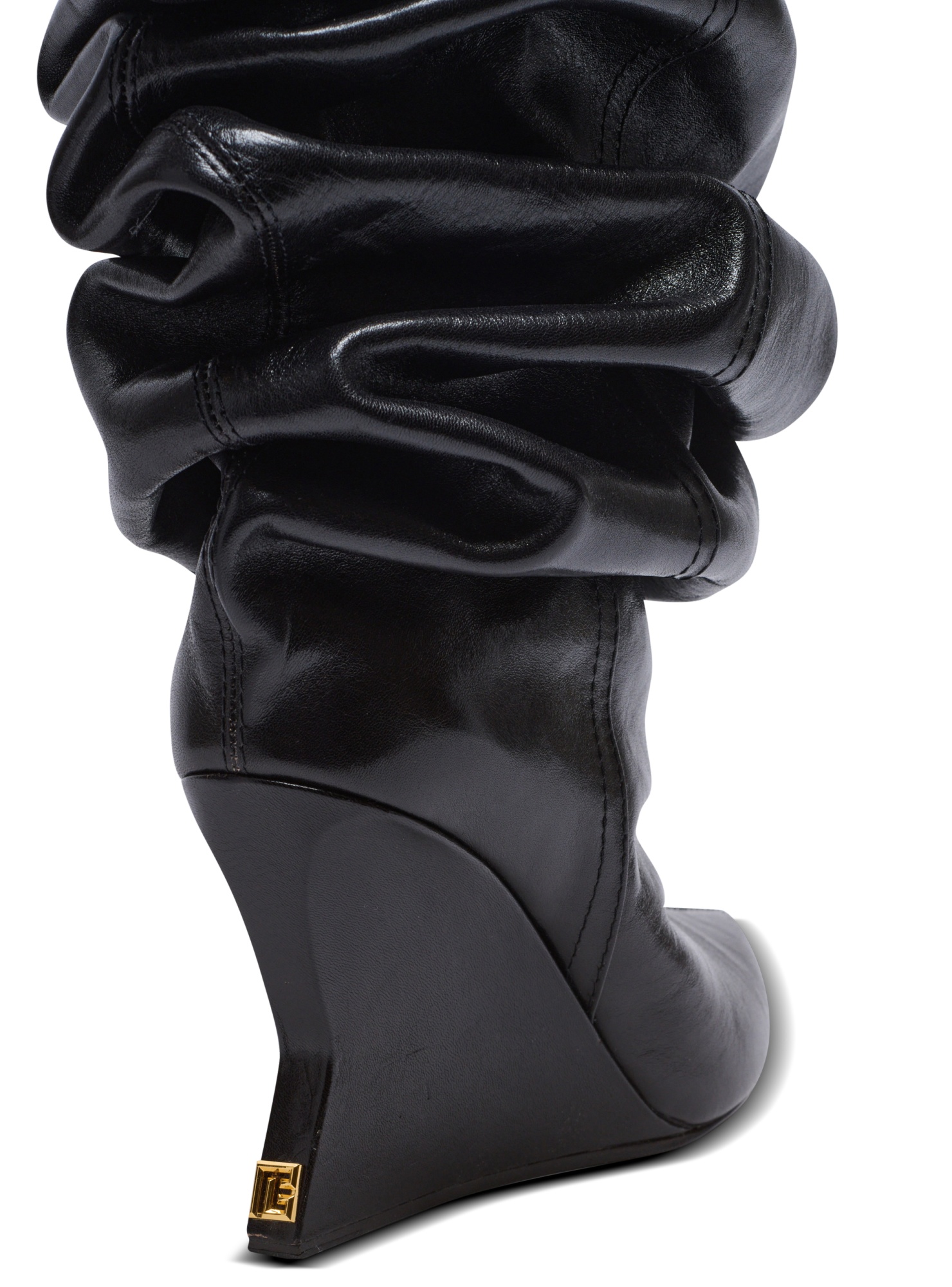 Balmain 95mm Calfskin Wedge Over-the-knee Boots In Black