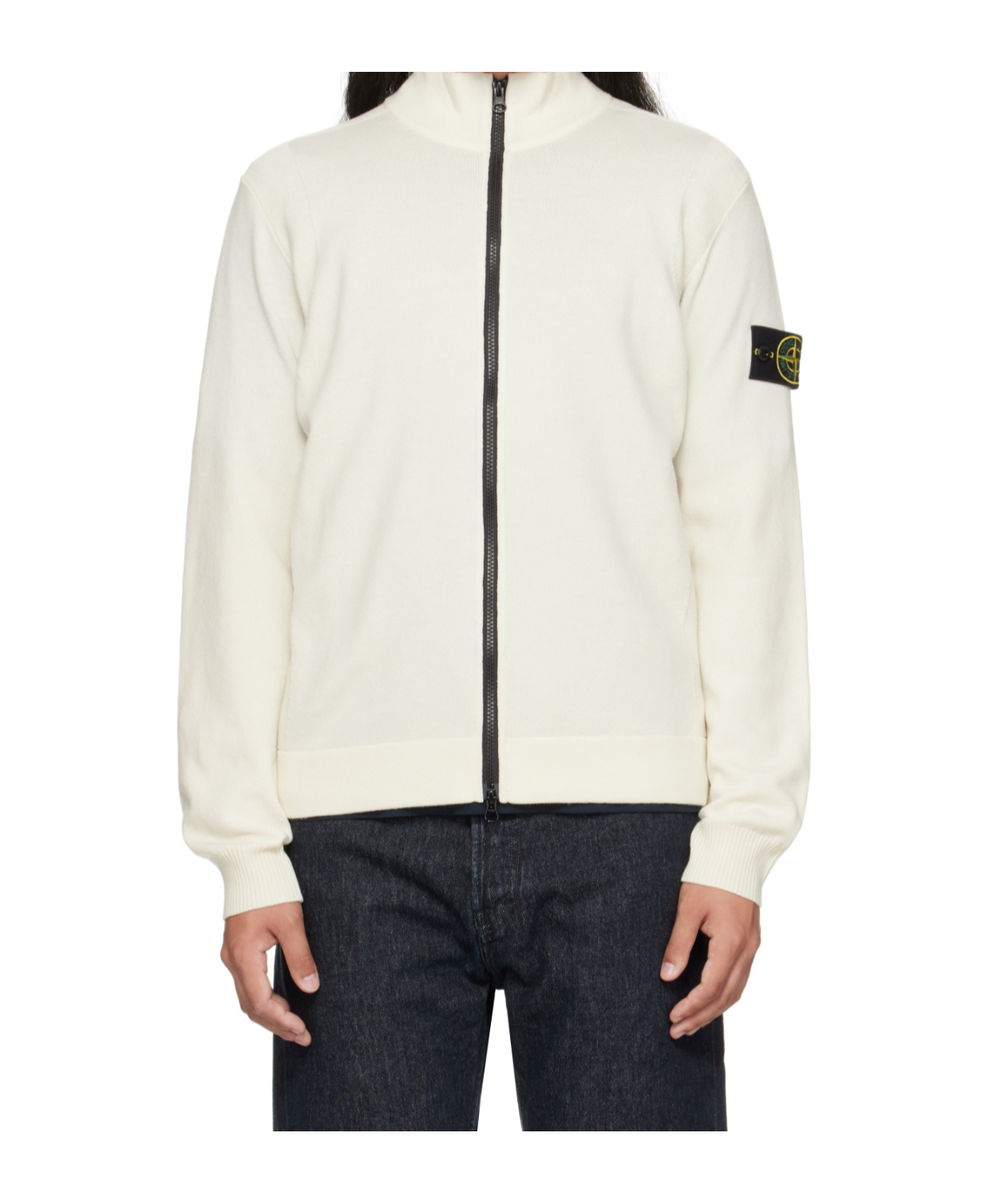 Stone Island Off-white 5100062 Stretch Rws Wool Sweatshirt In White