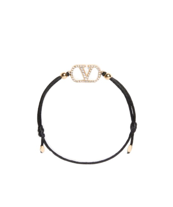 Valentino Embellished Vlogo Signature Bracelet In Black
