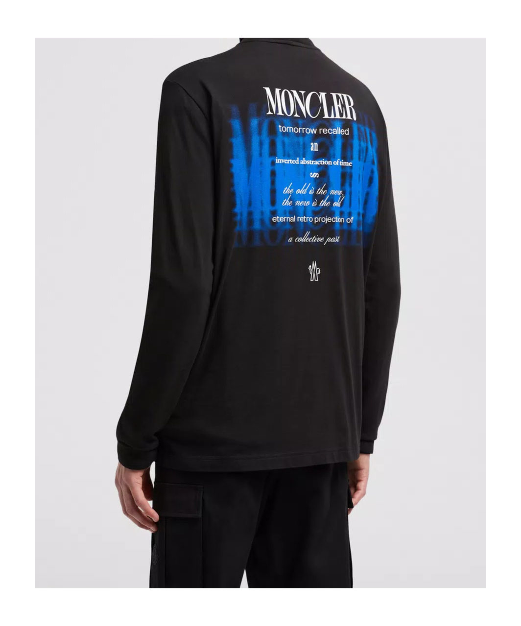Moncler T-shirt À Manches Longues En Coton Avec Imprimé Au Dos In Black
