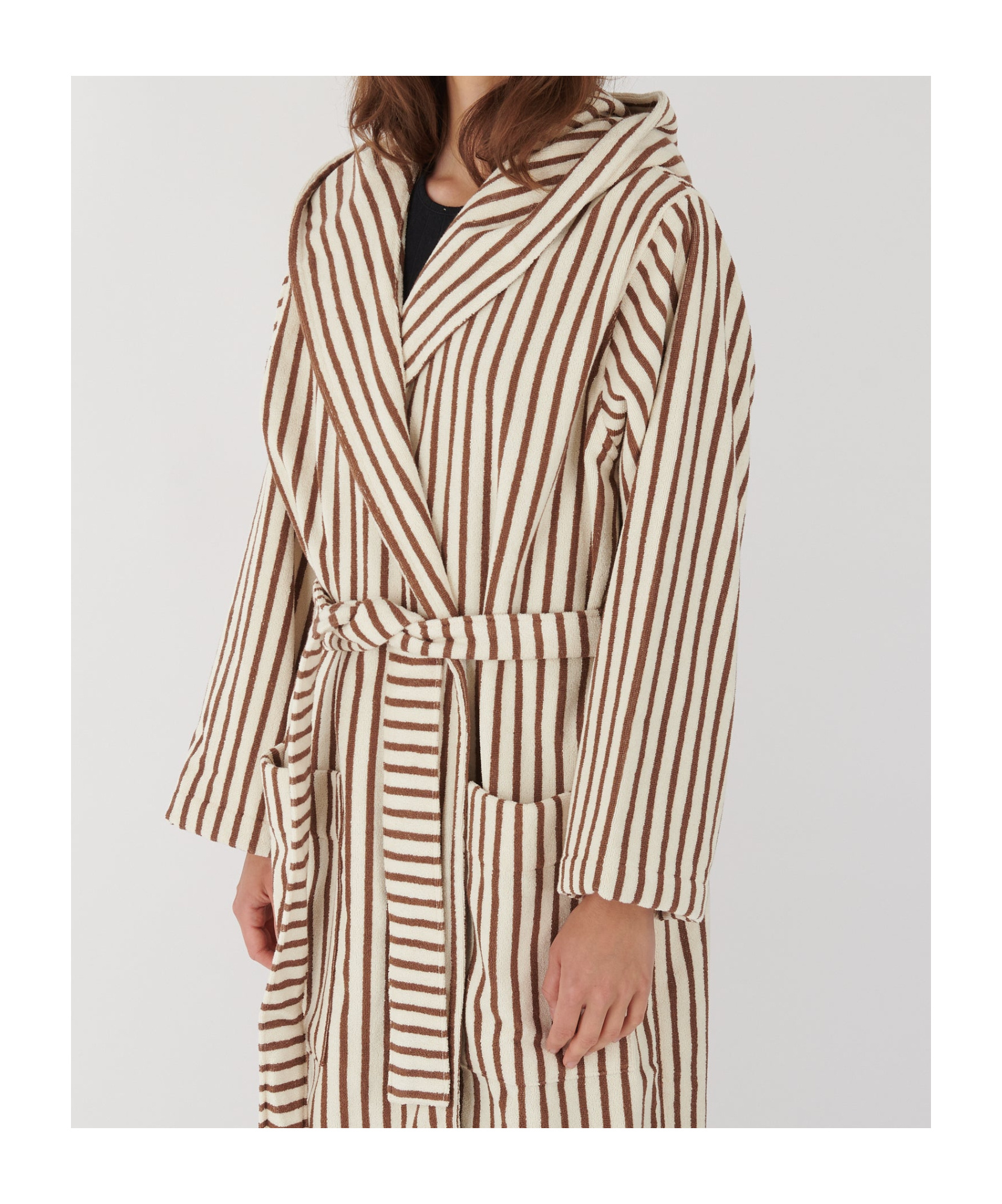 Tekla Striped Hooded Bathrobe In Multi