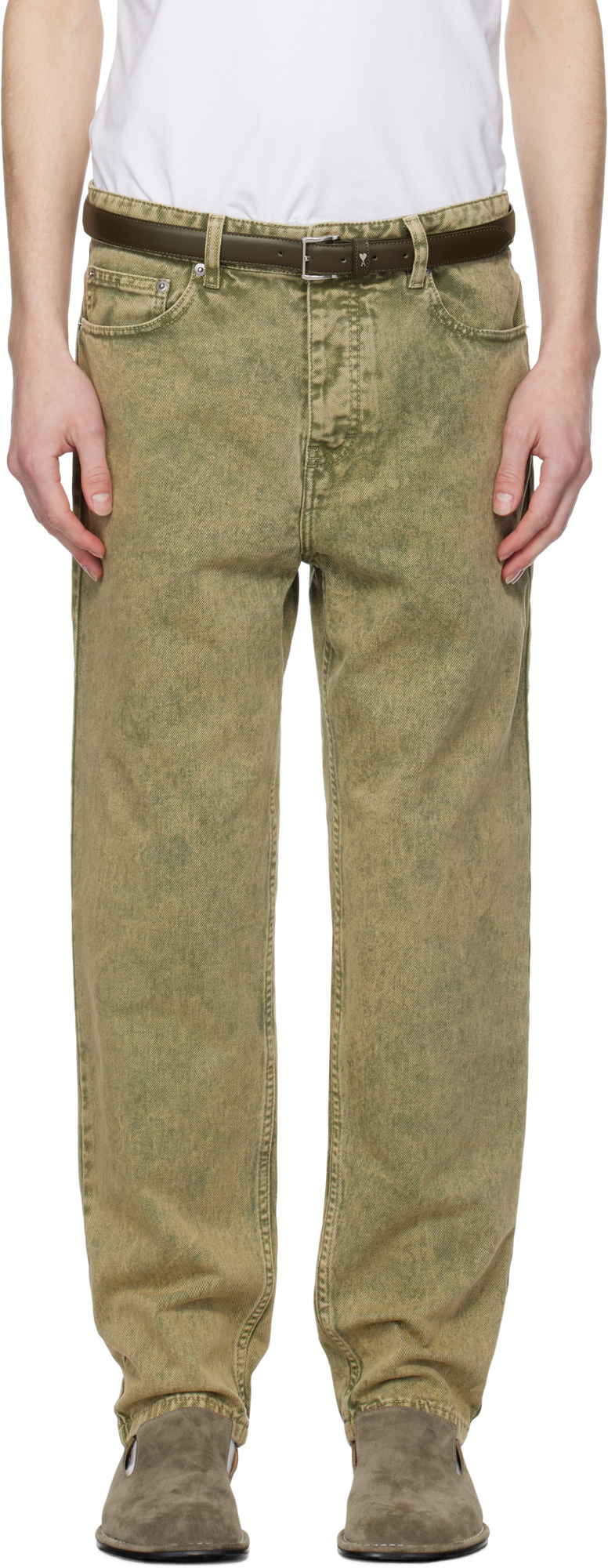Shop Ami Alexandre Mattiussi Belt-loop Jeans In Gray
