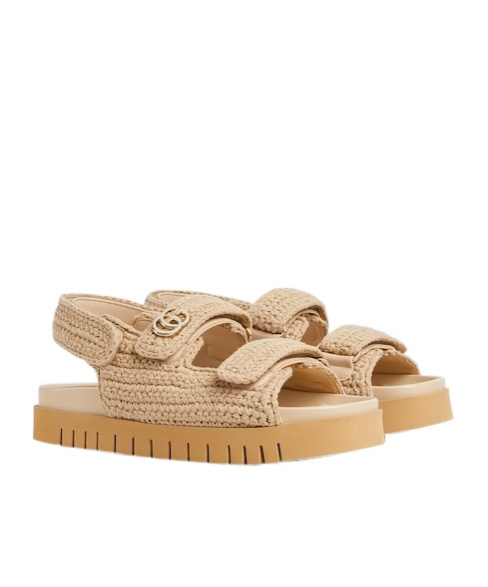 Gucci Beige Crochet Sandals In Sand