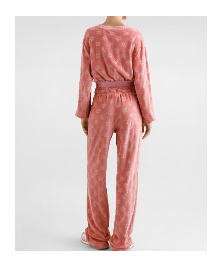 Dolce & Gabbana Chenille Jogging Pants With Jacquard Dg Logo In Pink