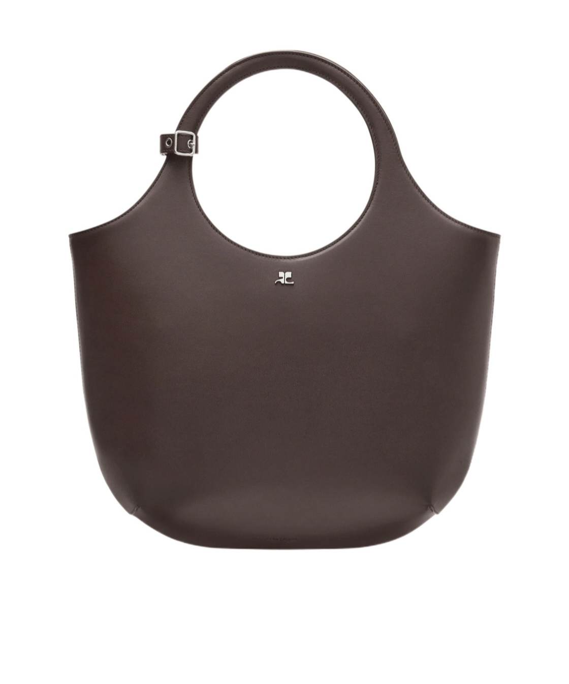 Courrèges Medium Holy Leather Tote Bag In Brown