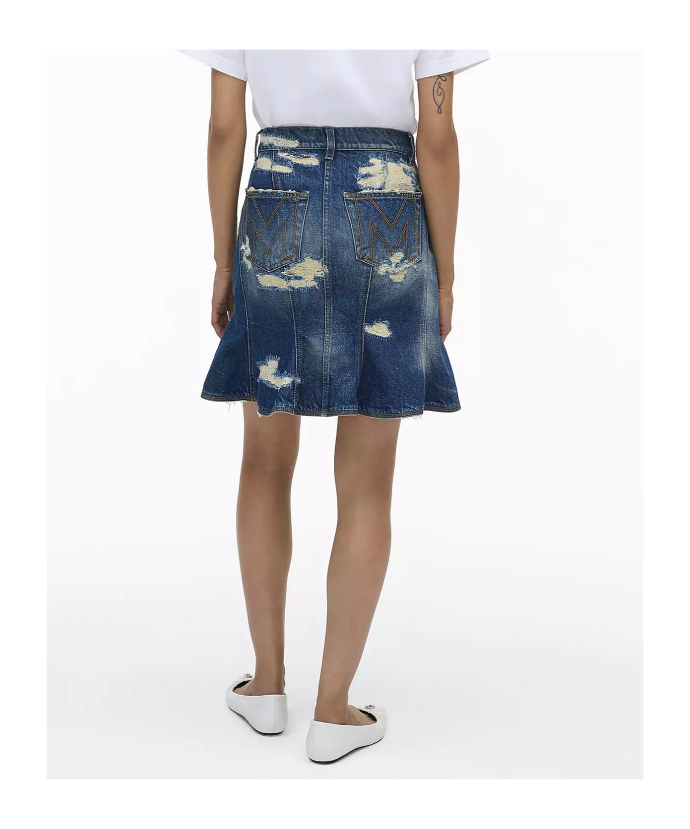 Marc Jacobs Distressed Mini Denim Skirt In Blue