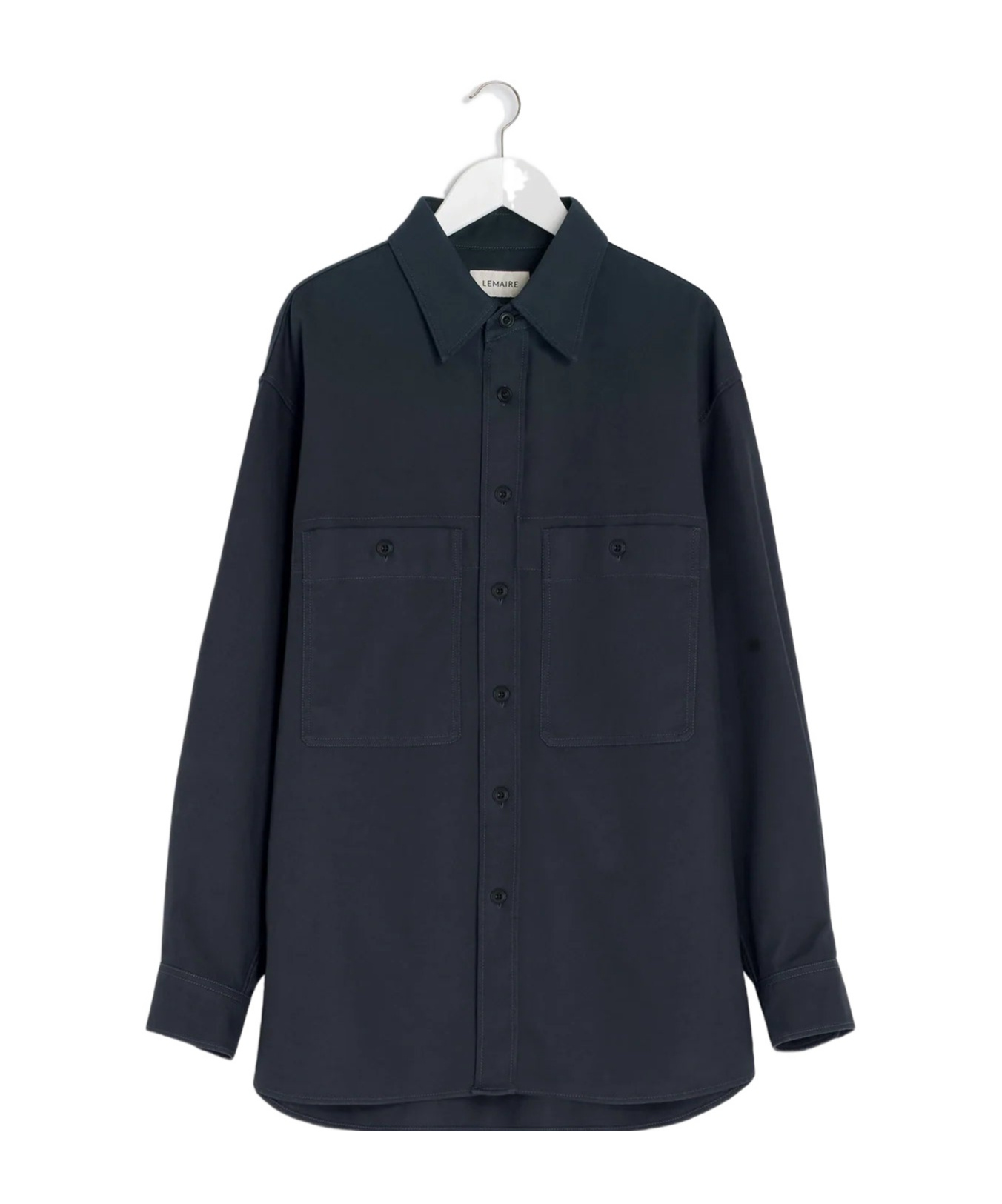 Lemaire Patch-pocket Twill Overshirt In Blue