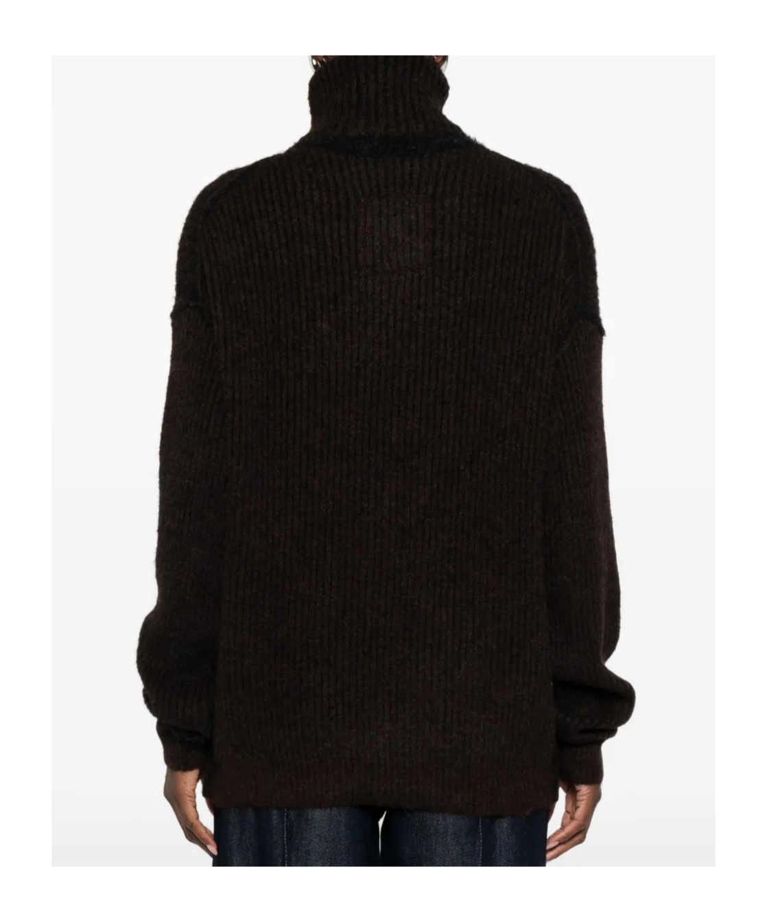 Uma Wang Ribbed Turtleneck Sweater In Brown